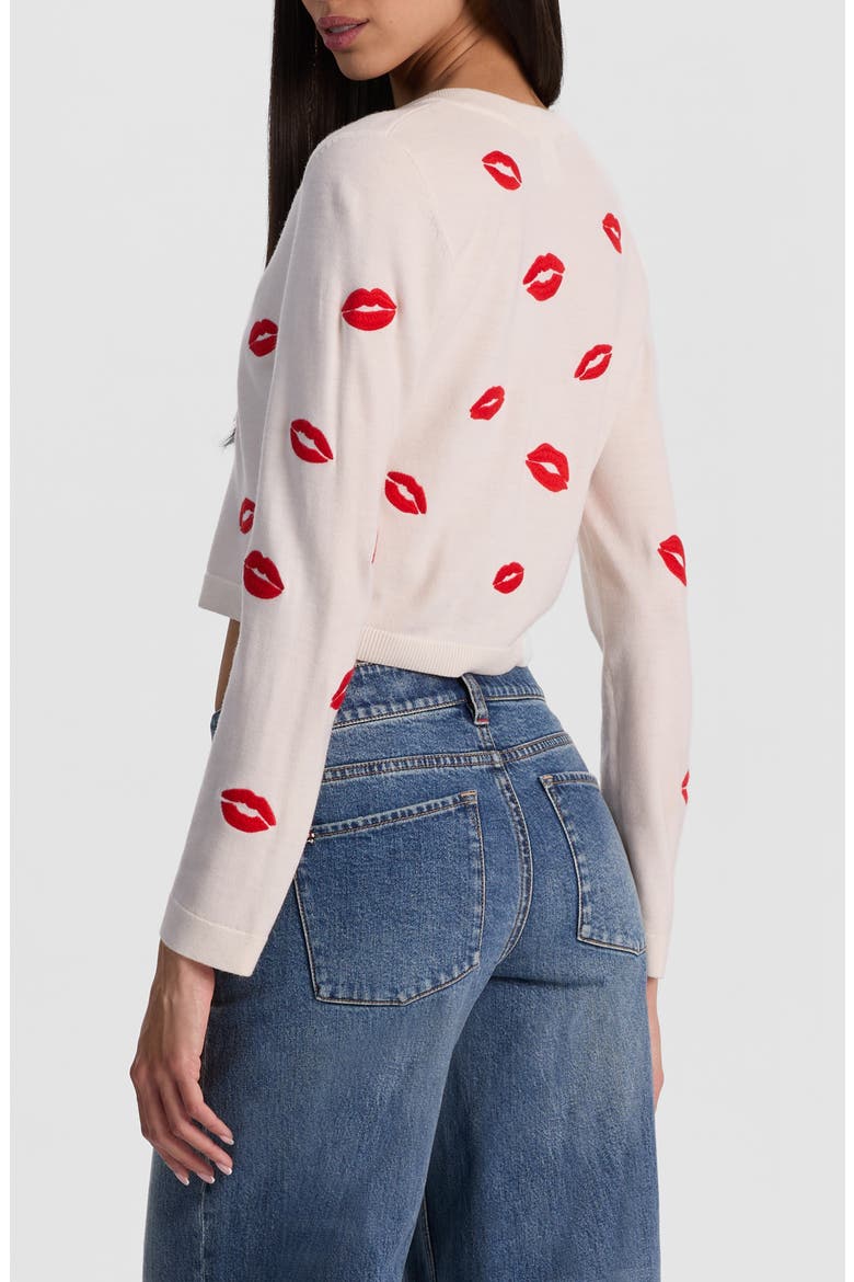 Daroda Lip Cardigan, Alternate, color, SOFT WHITE MULTI