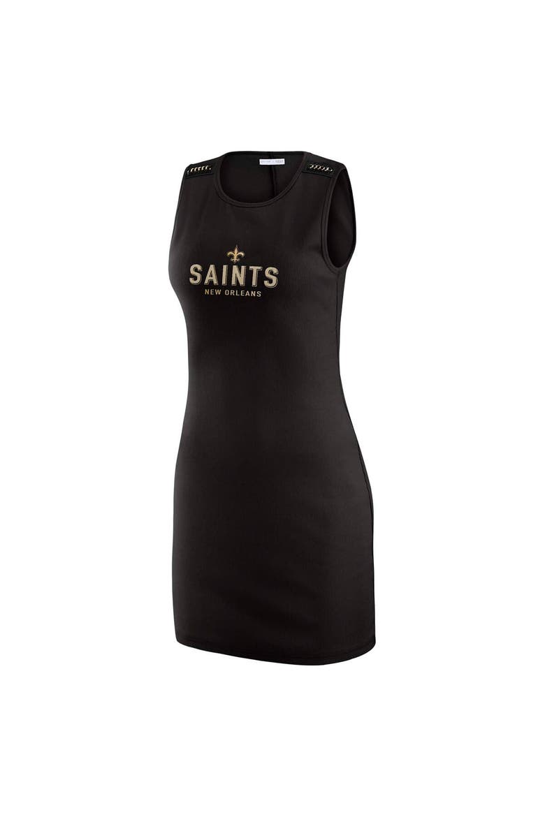 Women's WEAR by Erin Andrews x Gracie Hunt Black New Orleans Saints Ribbed Tank Dress, Alternate, color, Black
