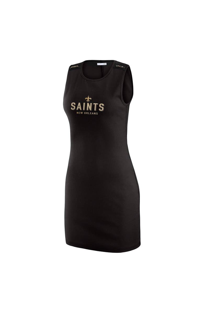 WEAR by Erin Andrews Women's WEAR by Erin Andrews x Gracie Hunt Black New Orleans Saints Ribbed Tank Dress, Alternate, color, Black
