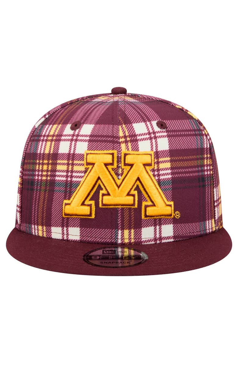 New Era Men's New Era Maroon Minnesota Golden Gophers Plaid 9FIFTY Snapback Hat, Alternate, color, Maroon