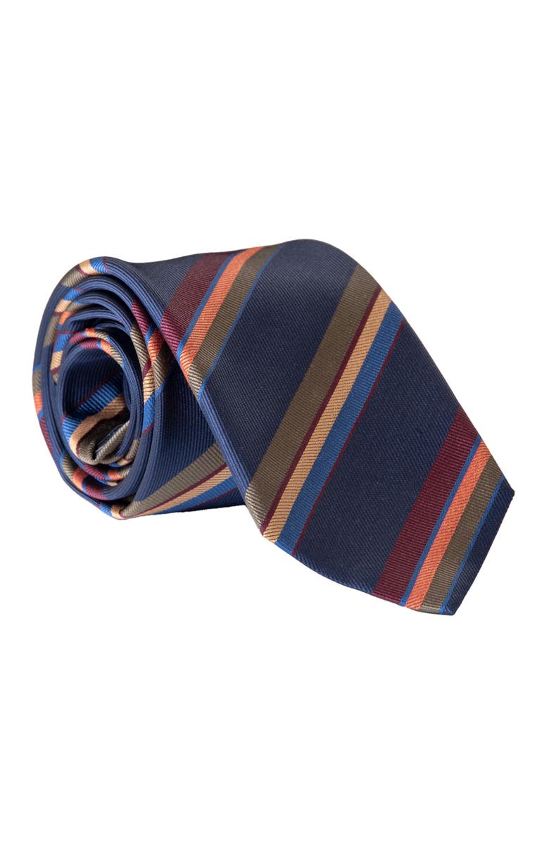 Elizabetta Battisti - Extra Long Silk Jacquard Tie for Men, Main, color, Navy