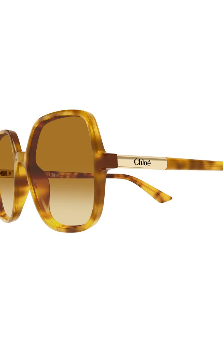 Chloé 55mm Gradient Geometric Sunglasses, Alternate, color, Havana
