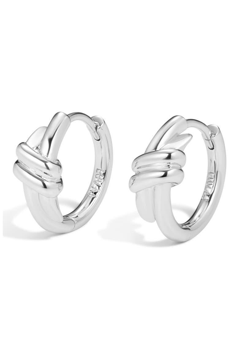 The Margaux Knot Hoop Earrings, Main, color, SILVER