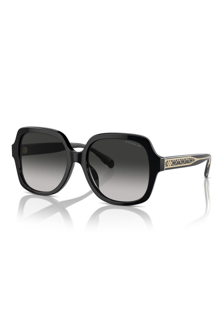 56mm Gradient Square Sunglasses, Alternate, color, BLACK