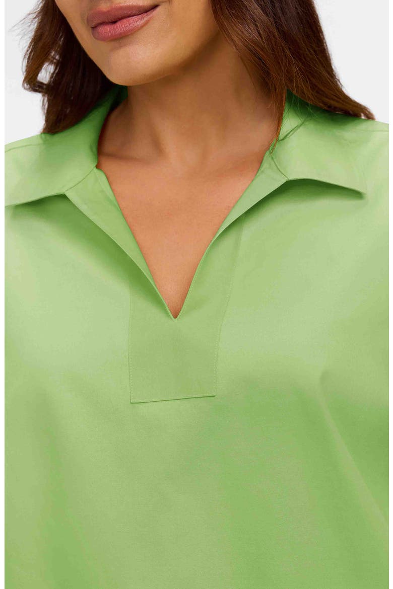 Lainey Button Accent Cotton Popover Top, Alternate, color, MOJITO GREEN