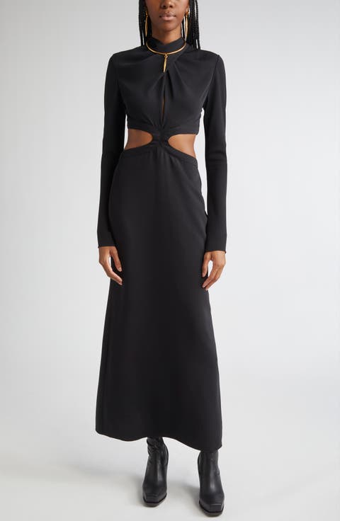 Freedom Cutout Long Sleeve Crepe Dress