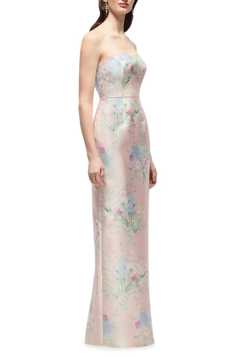 Jacqueline Floral Strapless Satin Twill Column Gown, Alternate, color, ESME FLORAL