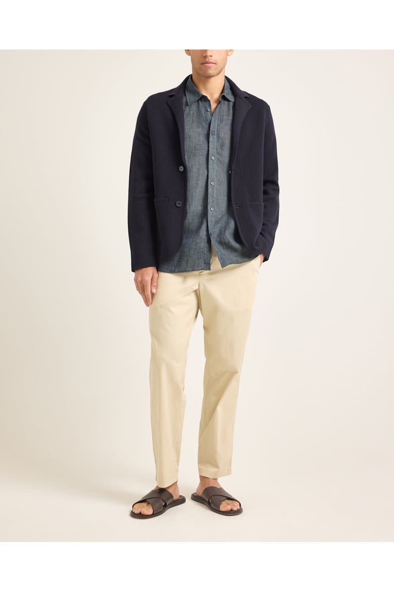 Rainer Pique Tailored Fit Merino Knitted Blazer, Main, color, NIGHT IRIS