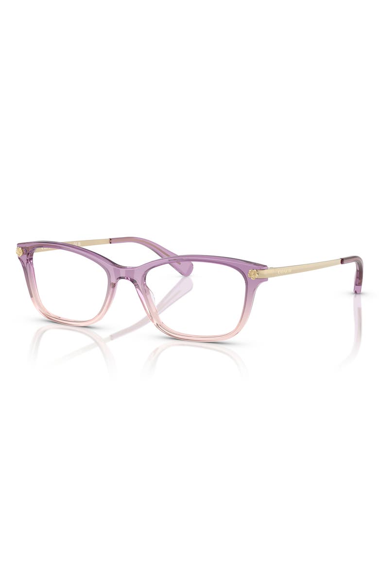 COACH 51mm Rectangular Optical Glasses, Alternate, color, Amethyst / Pink / Demo Lens