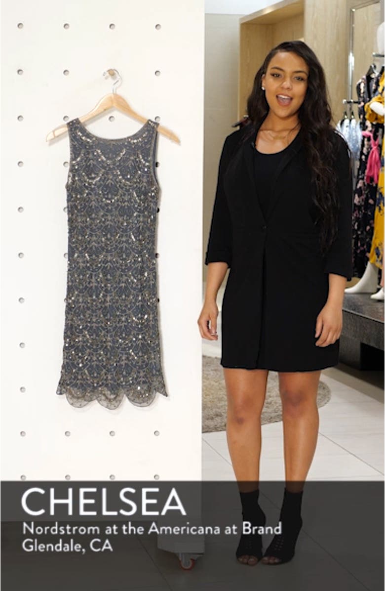 Scallop Embellished Mesh Cocktail Dress, sales video thumbnail