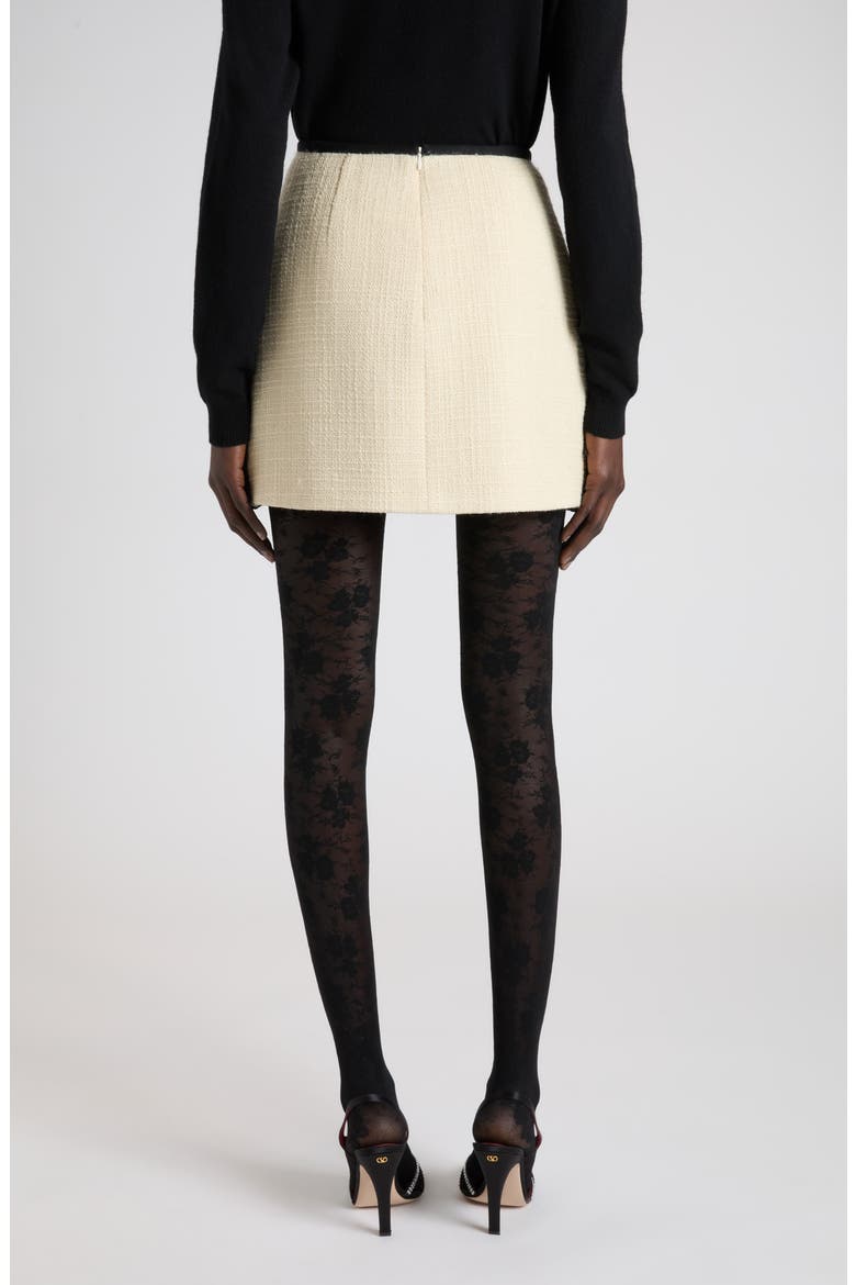 Contrast Ruffle Tweed Miniskirt, Alternate, color, BEIGE/ BLACK