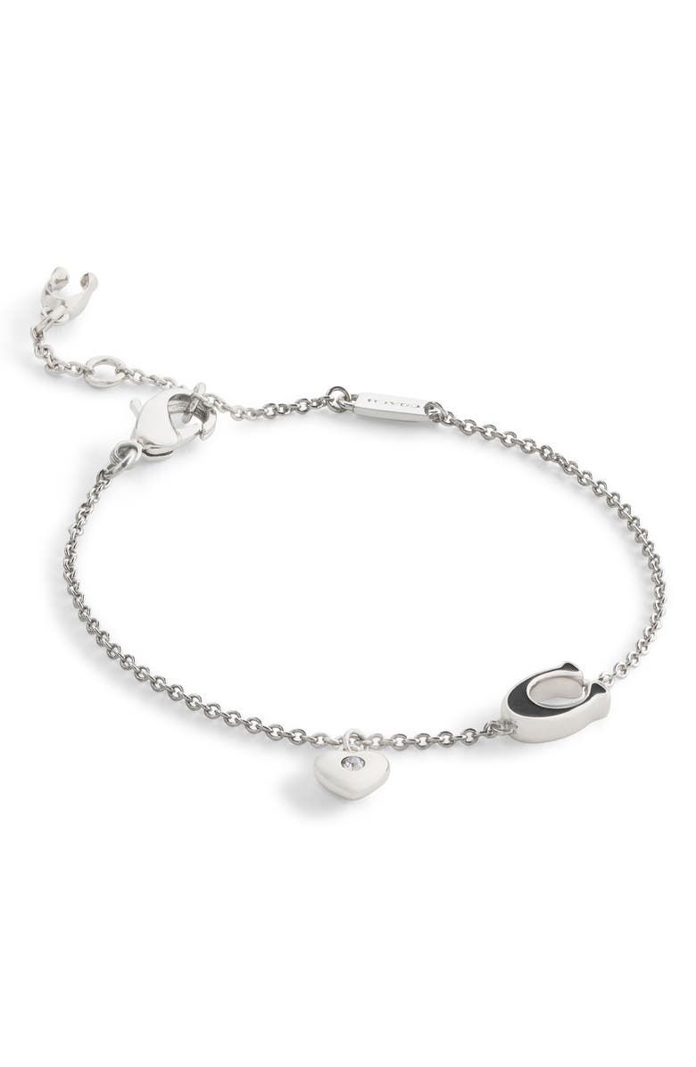 COACH Signature C Heart Charm Bracelet, Alternate, color, 