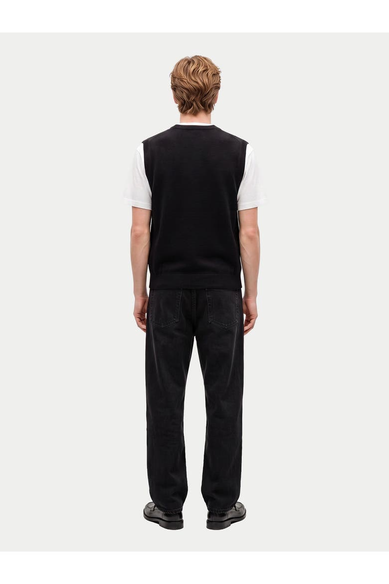 Cashmere Cable-knit V-neck Vest, Alternate, color, black