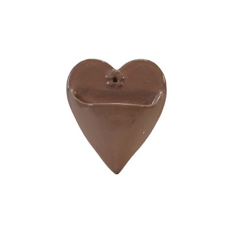 Stoneware Heart Shaped Wall Planter with Reactive Glaze, Pink