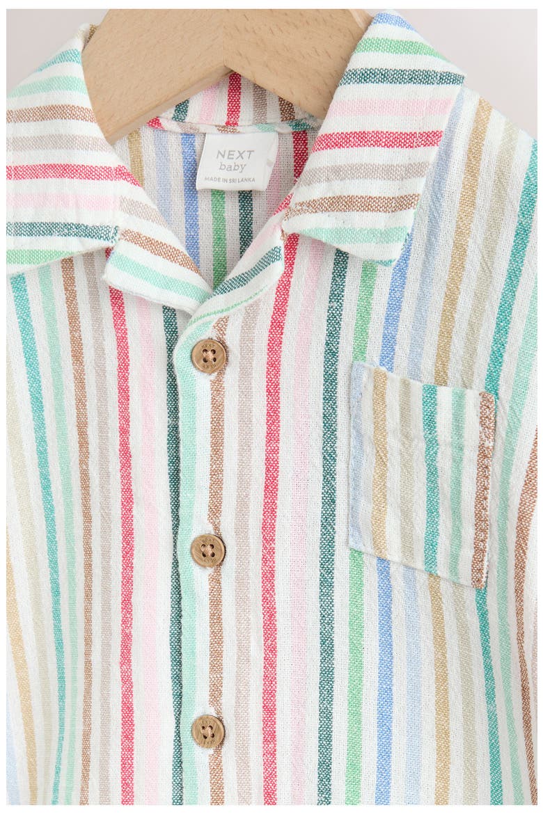 Multi Stripe Linen Blend Romper, Alternate, color, BLUE