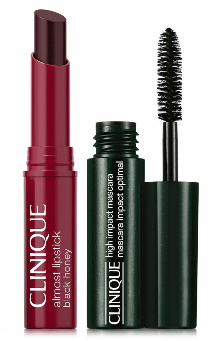Clinique Cult Classics on the Go: High Impact Mascara + Black Honey Lip Mini Gift Set $29 Value, Alternate, color, 