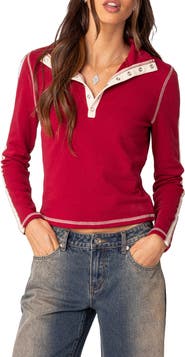 EDIKTED Gio Contrast Stitch Crop Sweatshirt