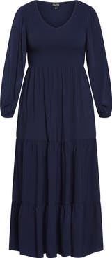 City Chic Athena Freya Long Sleeve Tiered Maxi Dress
