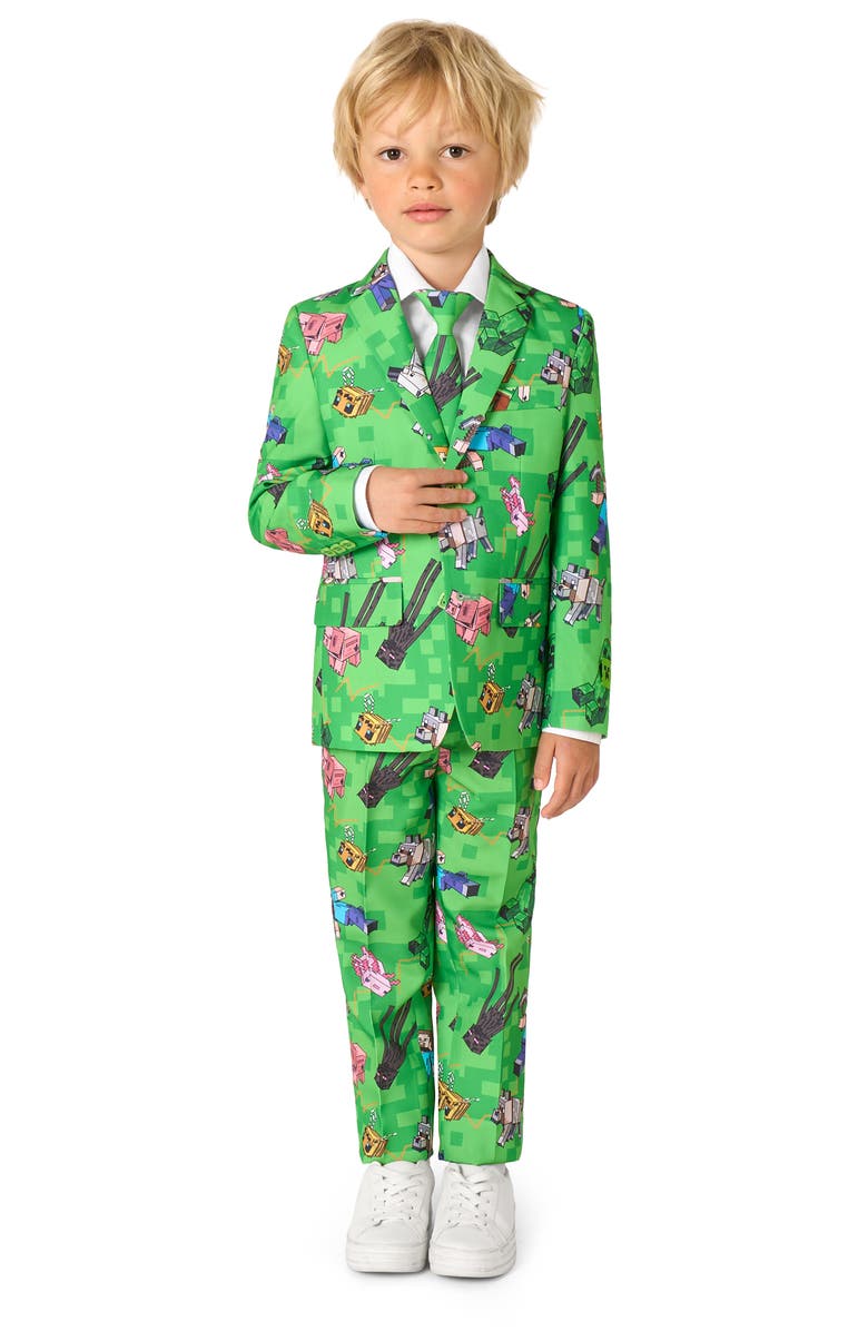 OppoSuits Kids' Minecraft Two-Piece Suit & Tie Set, Main, color, Green