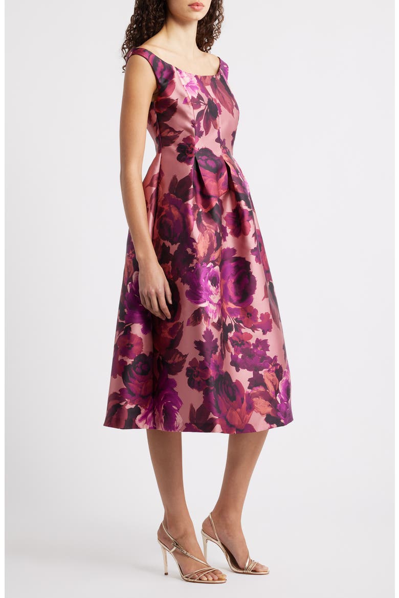Floral Off the Shoulder Cocktail Dress, Alternate, color, PINK MULTI