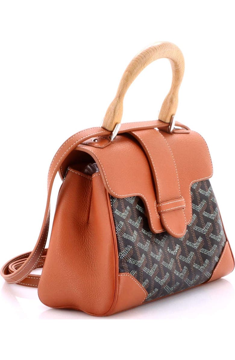 Pre-Owned Goyard Saigon Top Handle Bag Coated Canvas with Leather Mini, Alternate, color, Brown