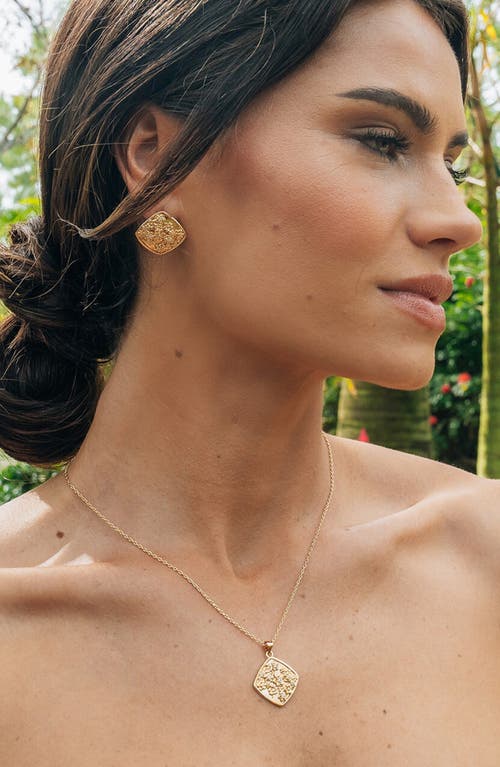 Sterling Forever Gold-tone Or Silver-tone Cubic Zirconia Detail Flower Pendant Ophelia Studs