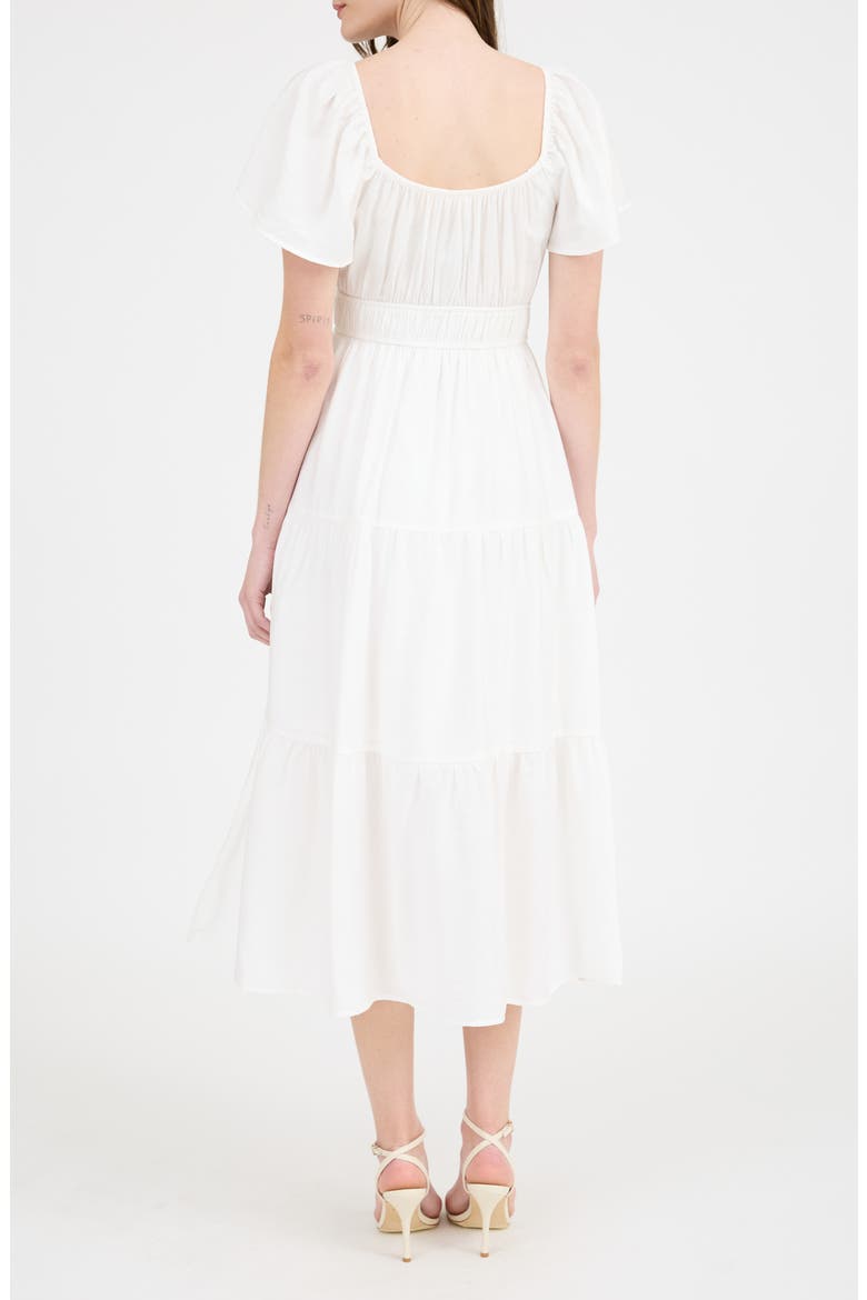 Flutter Sleeve Tiered Maxi Dress, Alternate, color, WHITE