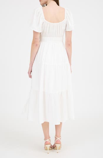 Flutter Sleeve Tiered Maxi Dress