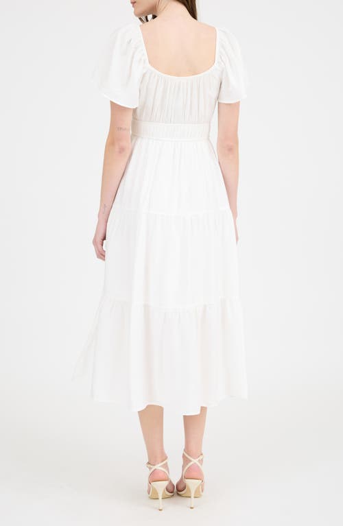 August Sky Flutter Sleeve Tiered Maxi Dress