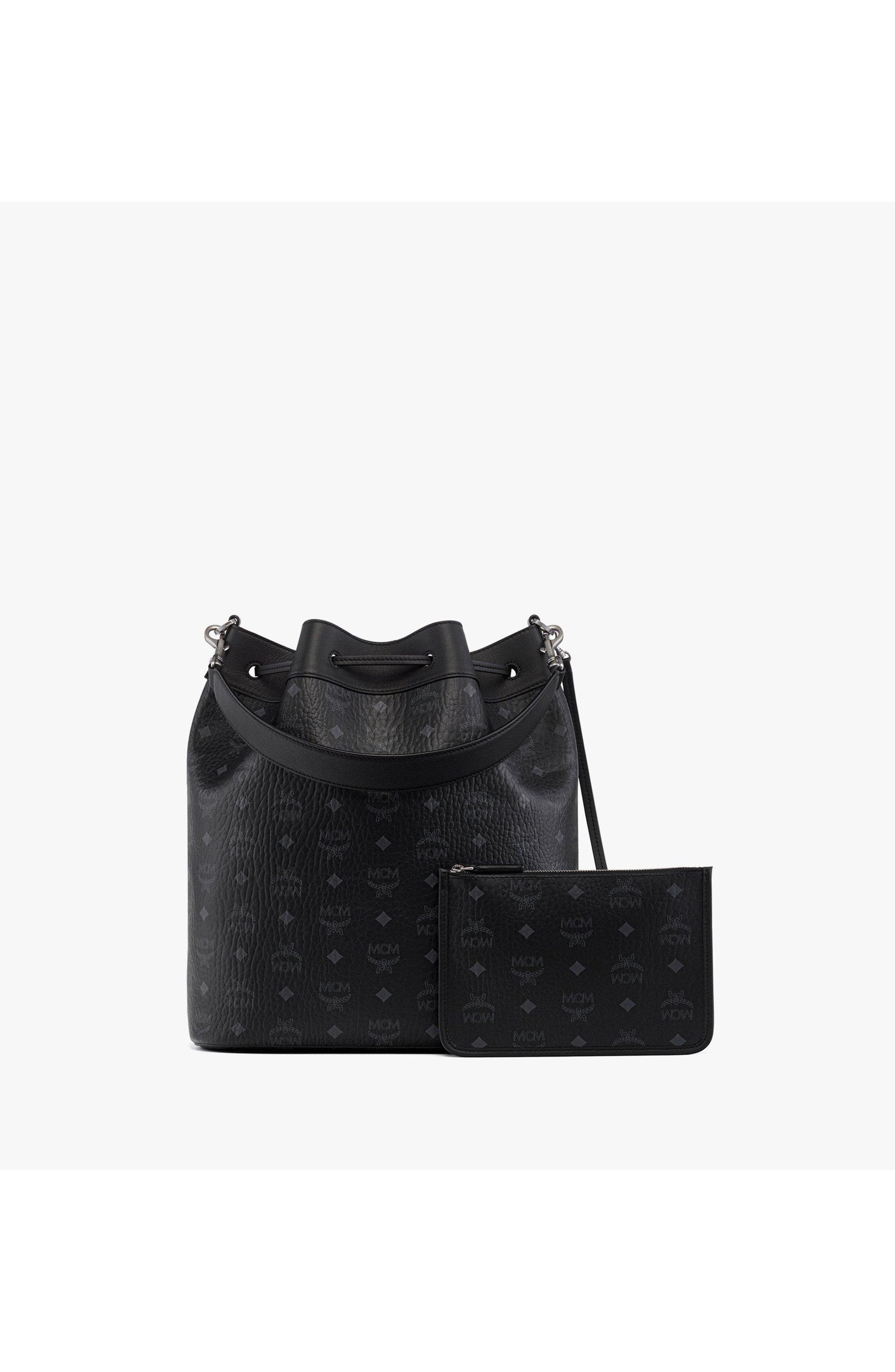 Large Dessau Drawstring Bag in Visetos, Alternate, color, Black