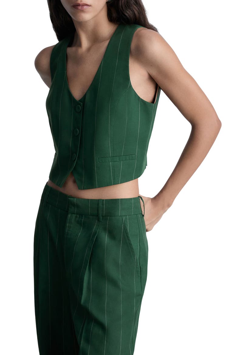 Pinstripe Suit Vest, Main, color, GREEN
