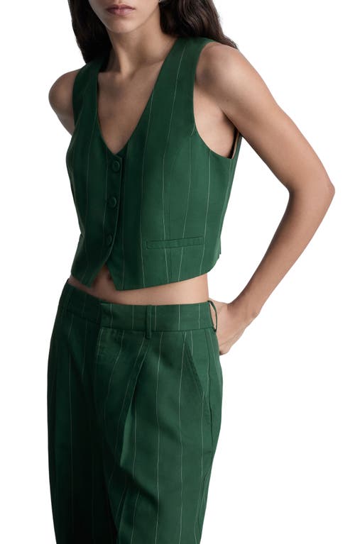 Shop Mango Pinstripe Suit Vest In Green
