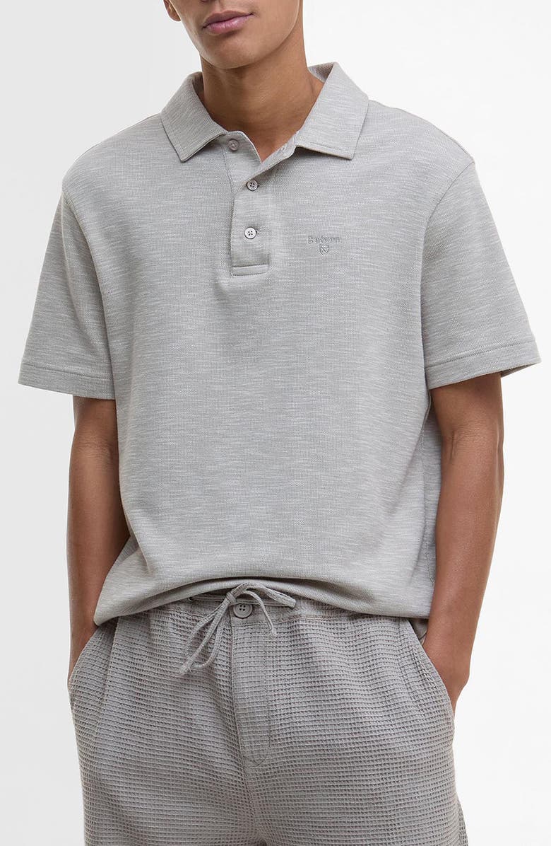 Barbour Hepple Slub Cotton Piqué Polo, Main, color, Concrete