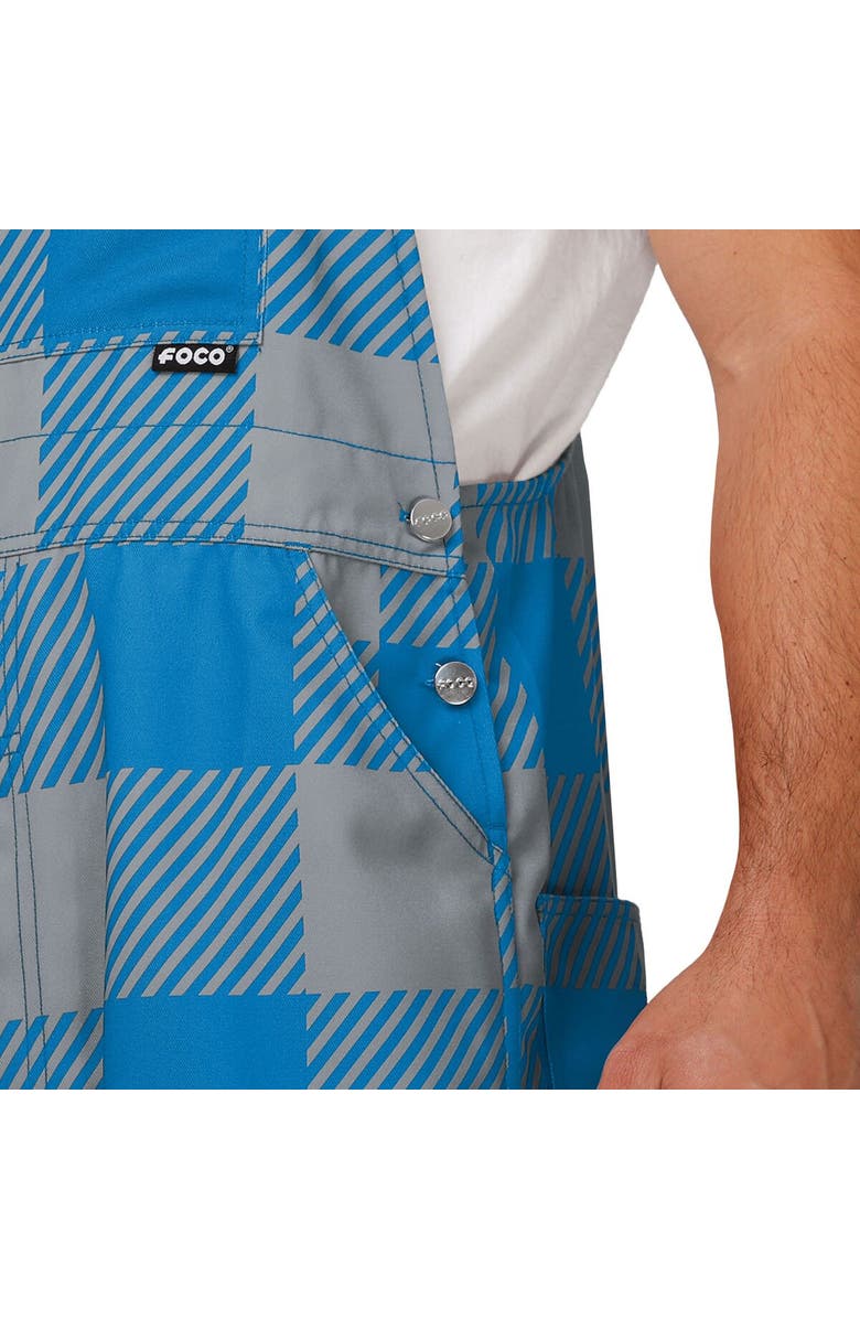 FOCO Men's FOCO Blue Detroit Lions Big Logo Plaid Overalls, Alternate, color,