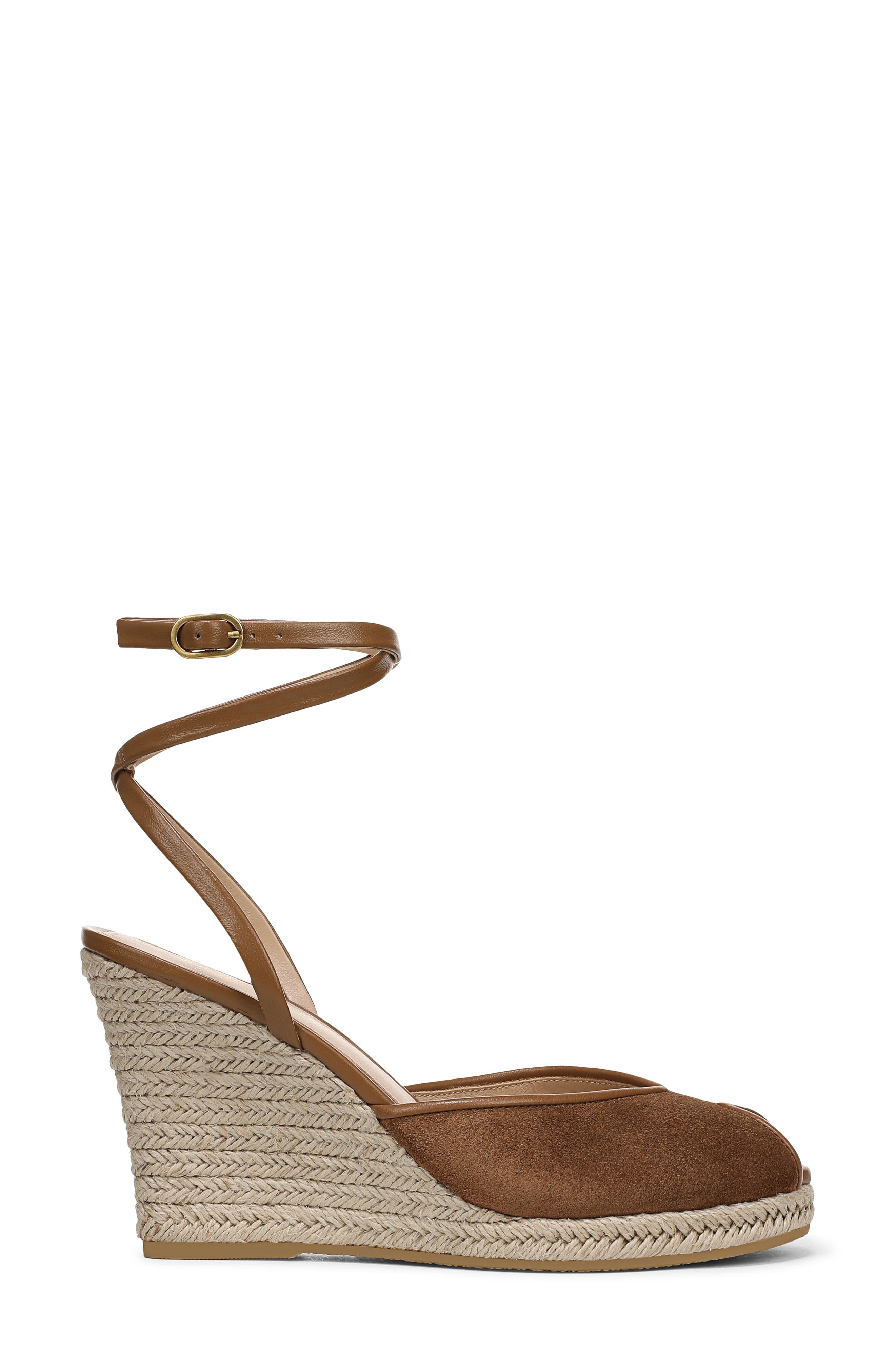 Veronica Beard Pasina Ankle Strap Wedge Sandal, Alternate, color, Chestnut