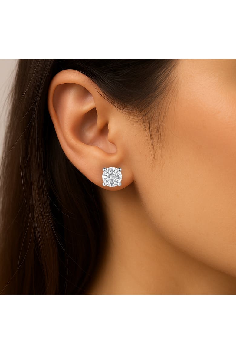 Sterling Silver Round Large Moissanite Studs, Alternate, color, Silver