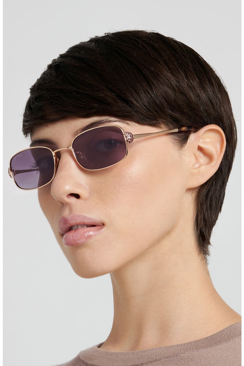 52mm Rectangular Sunglasses, Alternate, color, ROSE GOLD/ VIOLET