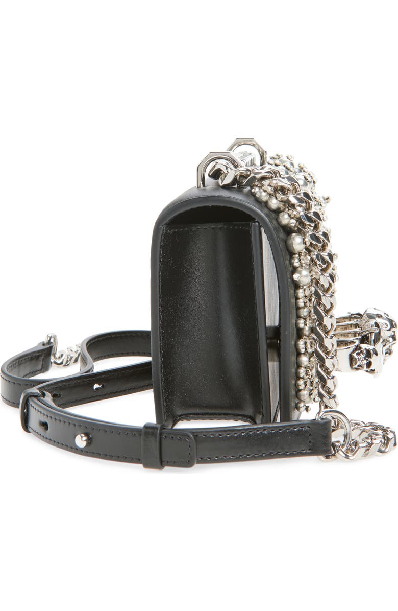 McQueen Mini Jewelled Satchel, Alternate, color, Black/ Silver