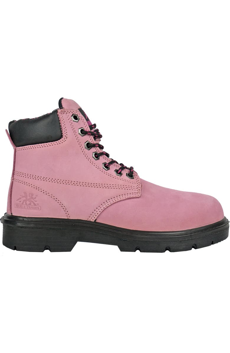 Moxie Trades Moxie Alice 6" Pink Steel Toe Work Boot, Alternate, color, Pink