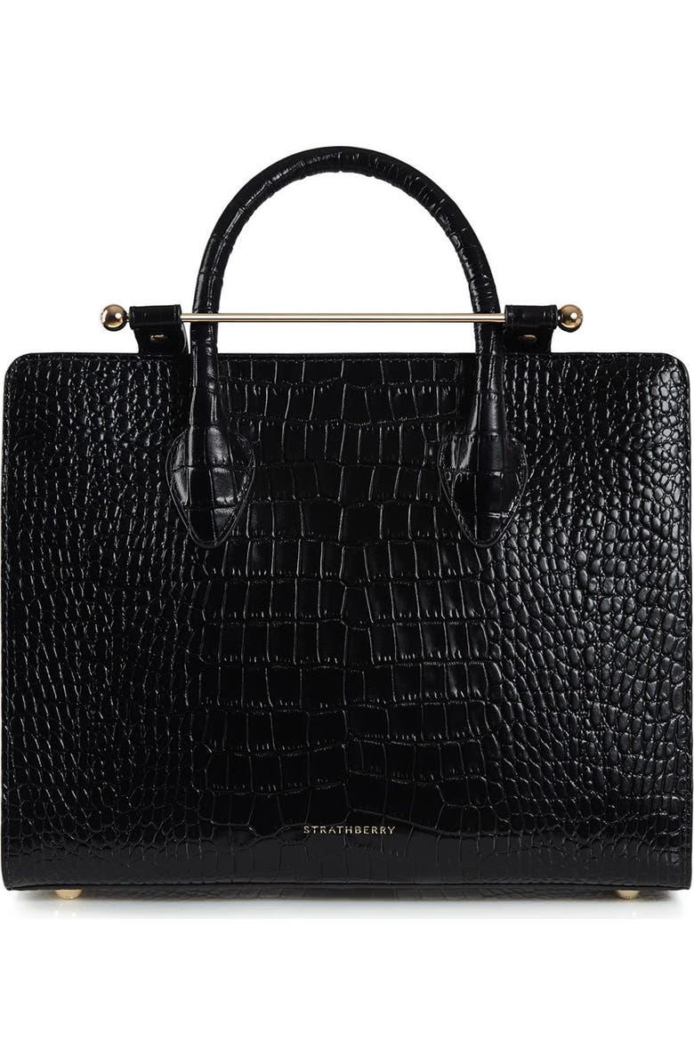 Strathberry Midi Croc Embossed Leather Tote, Main, color,