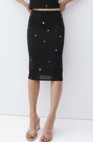 MANGO Fine Knit Sequined Skirt