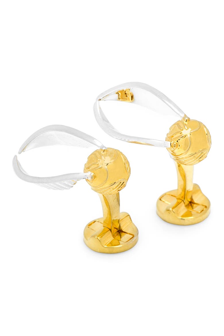 3D Golden Snitch Cuff Links, Main, color, GOLD