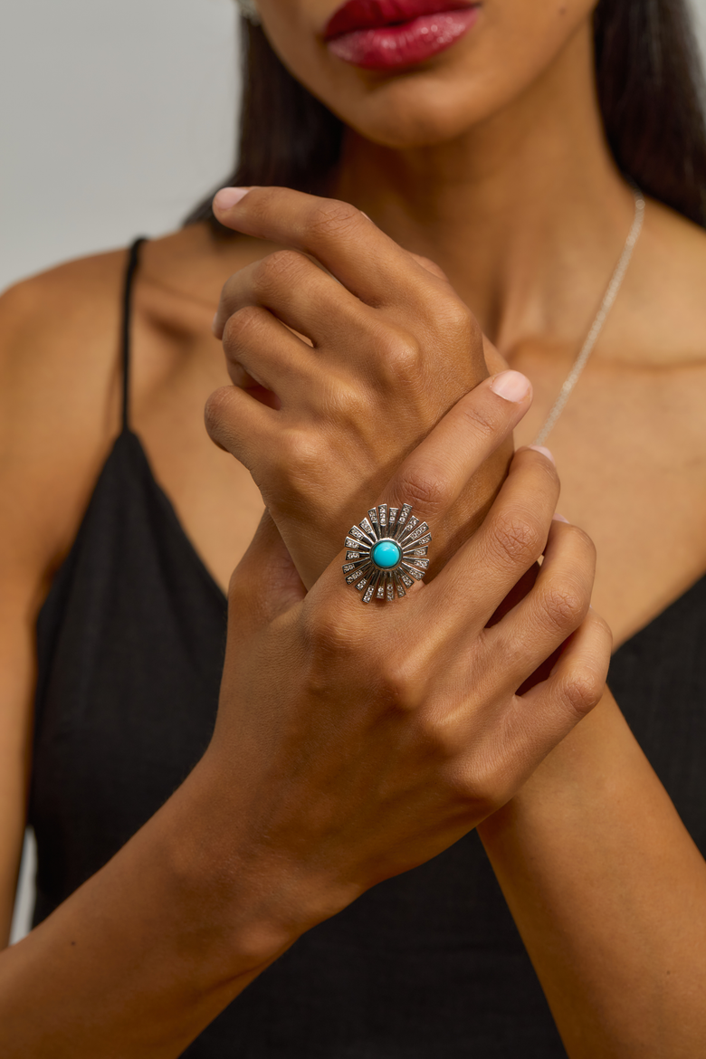 Egyptian Turquoise Ring, Alternate, color, Sterling Silver