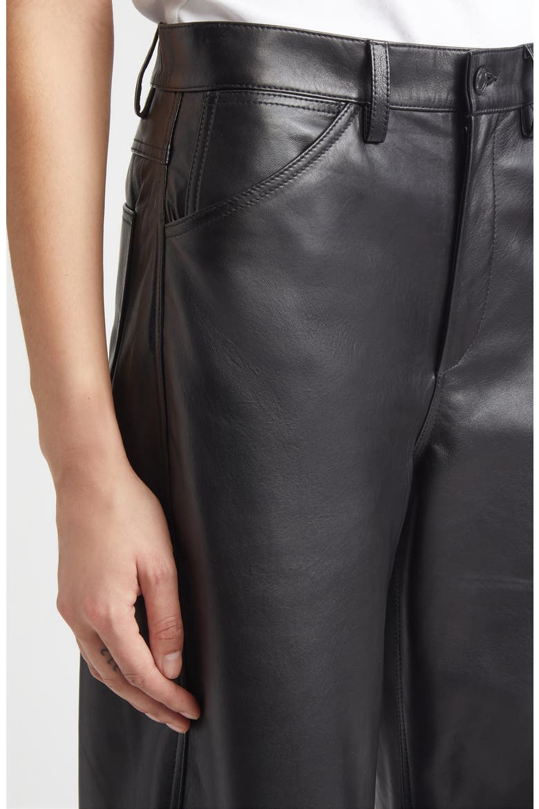 Tribeca Leather Barrel Leg Pants, Alternate, color, BLACK
