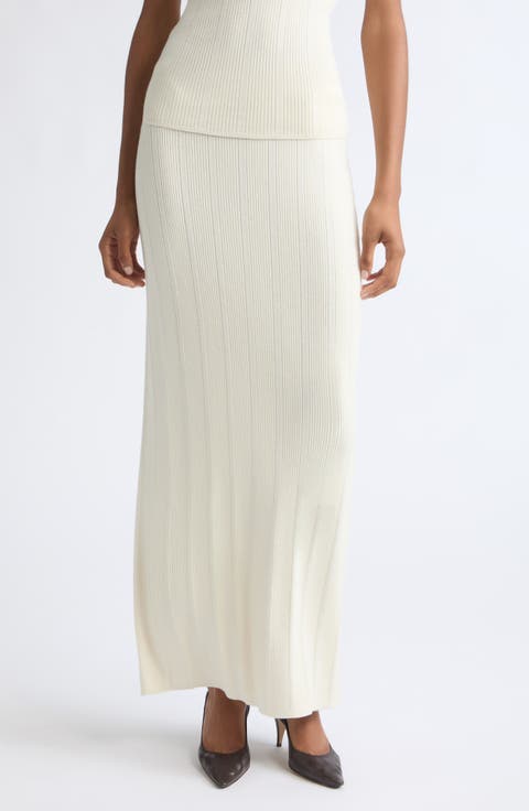 Merino Wool Rib Maxi Skirt