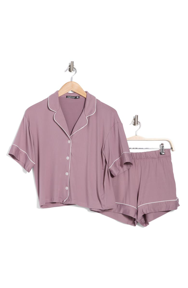 Tart Kine Brushed Jersey Top & Shorts Pajamas, Alternate, color, Elderberry