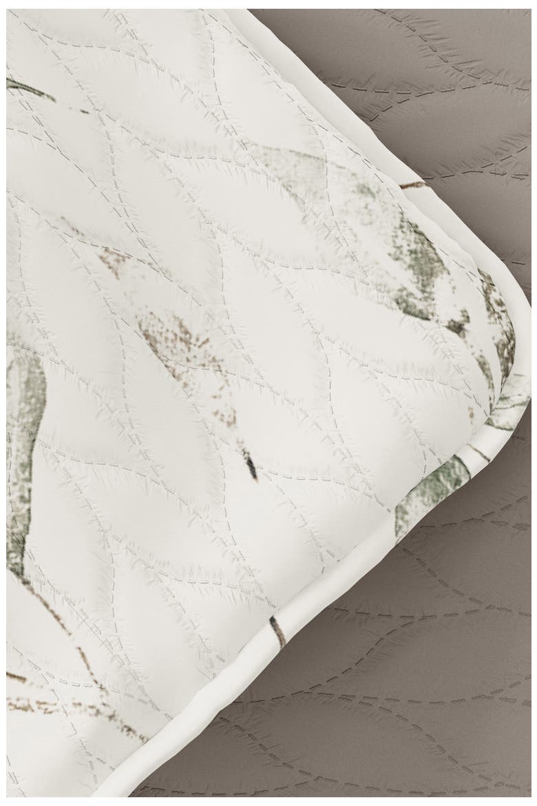 All Season Watercolor Leaves 3-Piece Down Alternative Reversible Quilt Set, Alternate, color, LATTE
