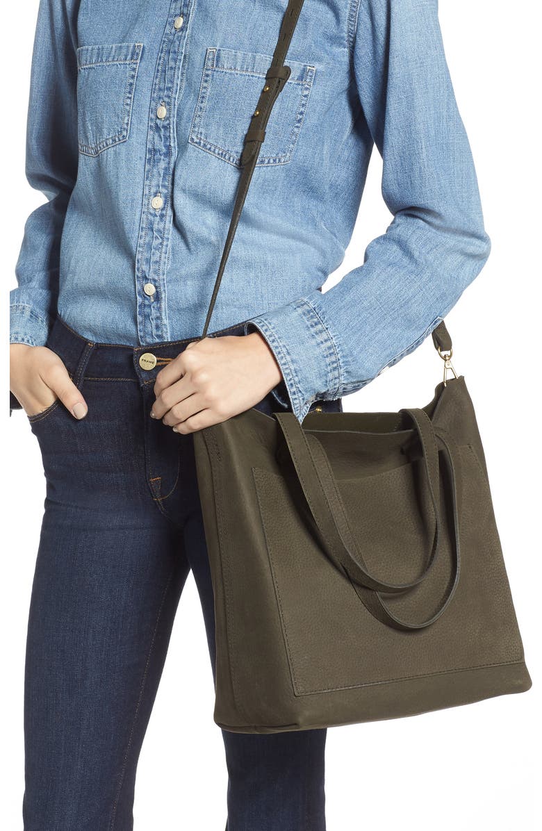 Madewell The Medium Nubuck Leather Transport Tote: Striped Strap Edition, Alternate, color,