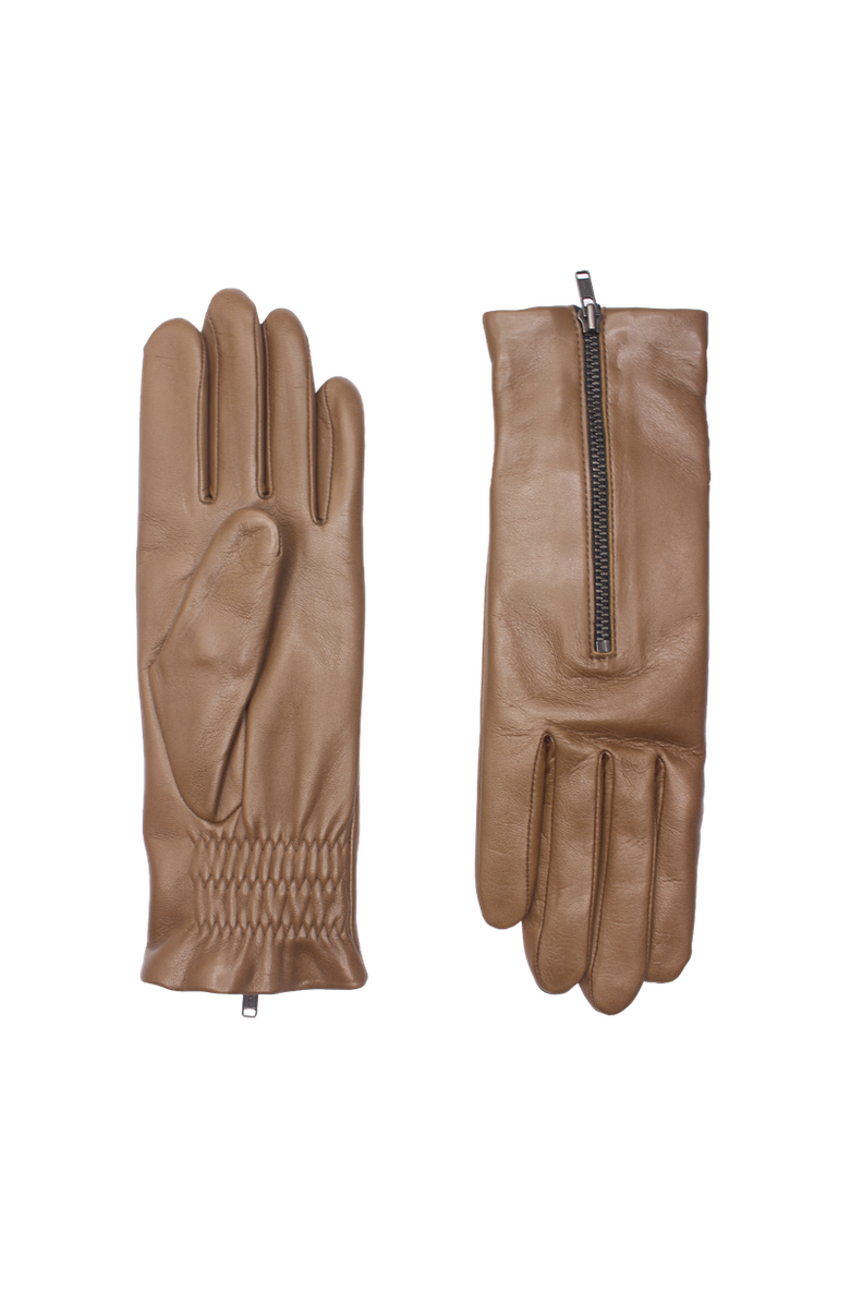 Agnelle Jane Lambskin Glove Lined in Cashmere with a Zipper, Main, color, Taupe