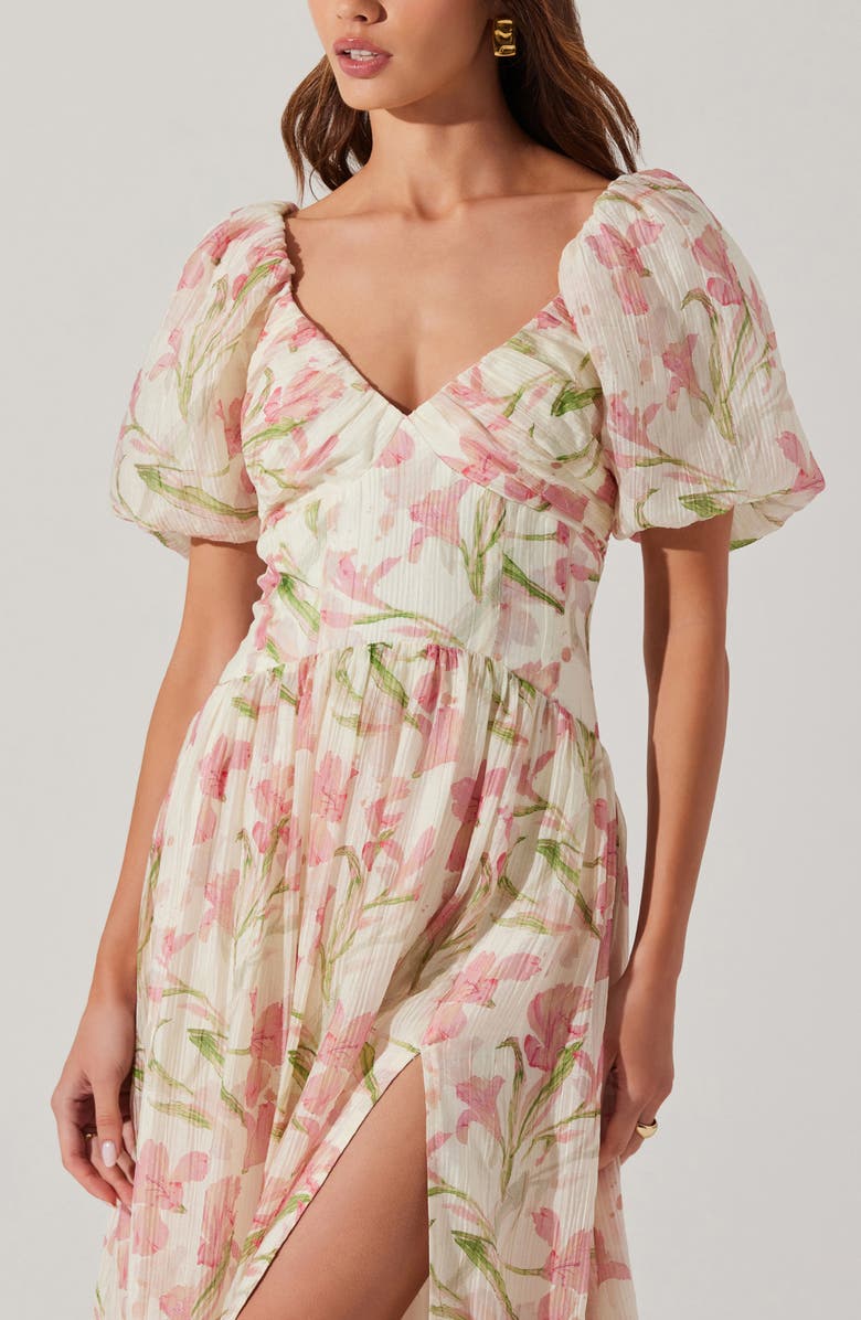 ASTR the Label Sasilia Floral Midi Dress, Alternate, color, Pink Cream Floral